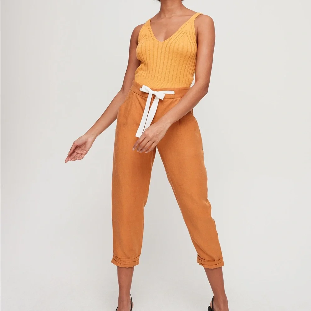 Wilfred Allant Crop Linen Pants Amber Earth Sz 2
